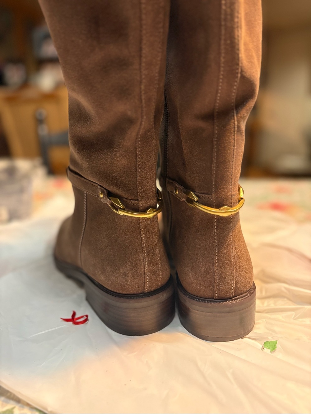 Vince Camuto Adria Suede Link Hardware Tall Riding Boots Womens 10 - Picture 6 of 14